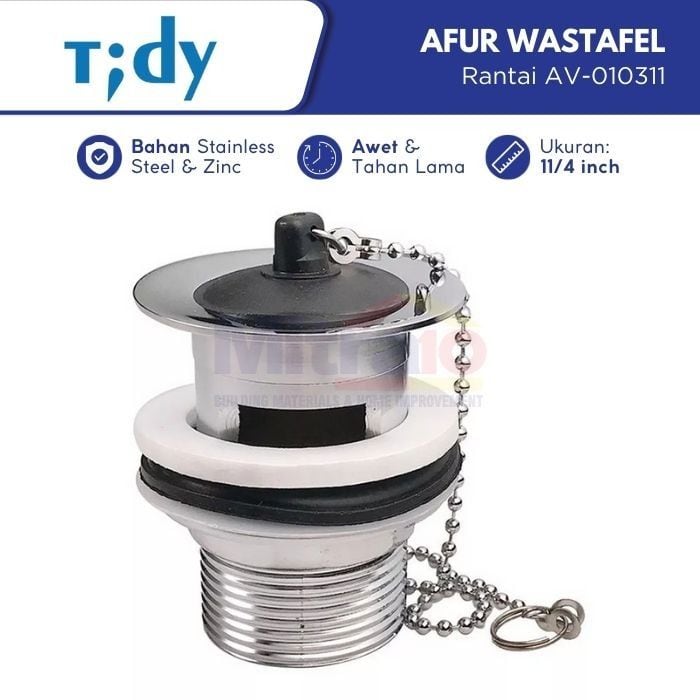 Tidy Afur Lubang Pembuangan Wastafel Dengan Rantai AV-010311 11/4 Inch visual 2