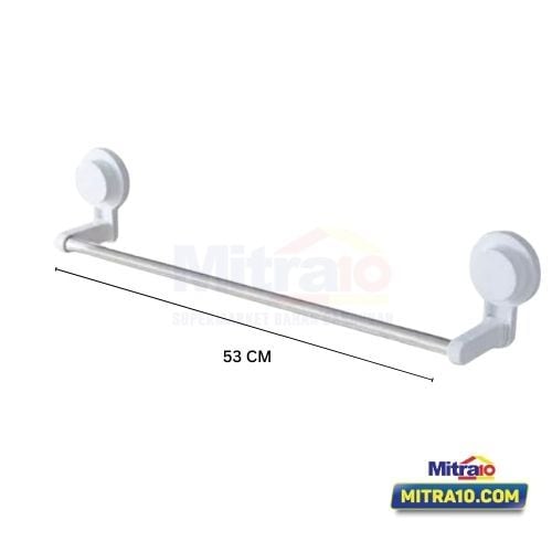 Tidy Gantungan Handuk Kamar Mandi Single Bar BAA-090 7.524cm X 53.024cm X 10.8cm Putih visual 2