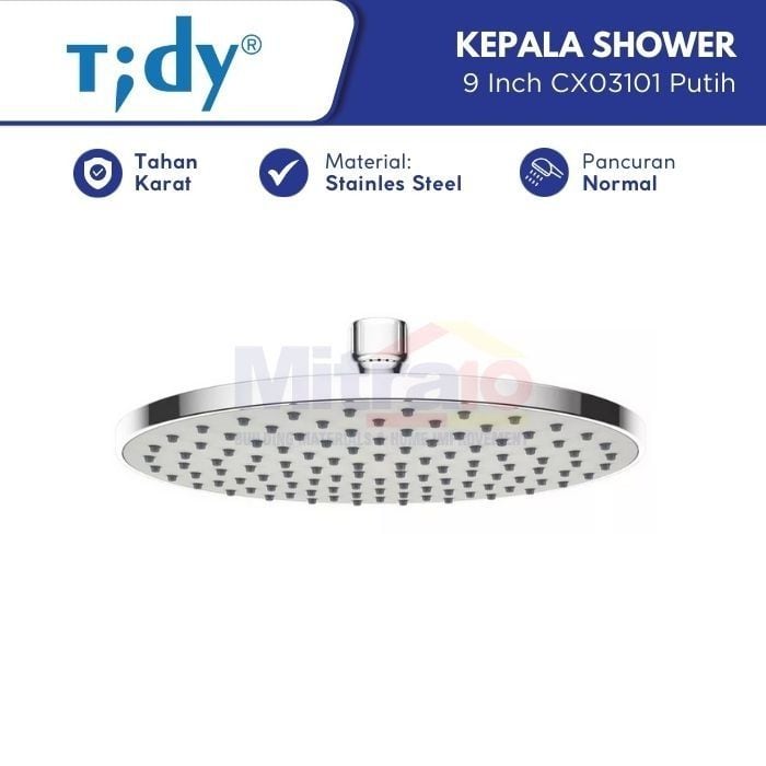 Tidy Head Shower Bundar CX03101 9 Inch Putih visual 2