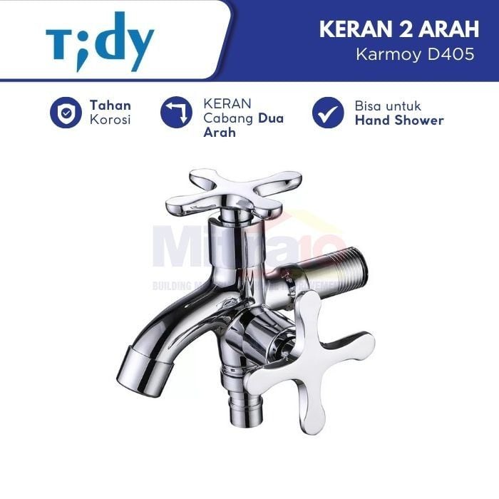 Tidy Kran Dinding Bercabang Dua Arah Stainless Karmoy D405 visual 2