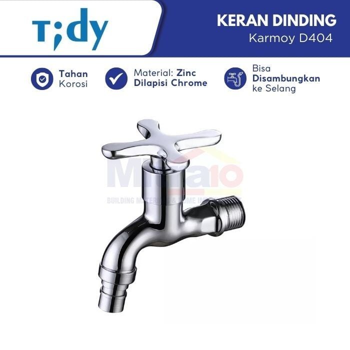 Tidy Kran Dinding Dengan Drat Stainless Karmoy D404 Zinc Chrome visual 2