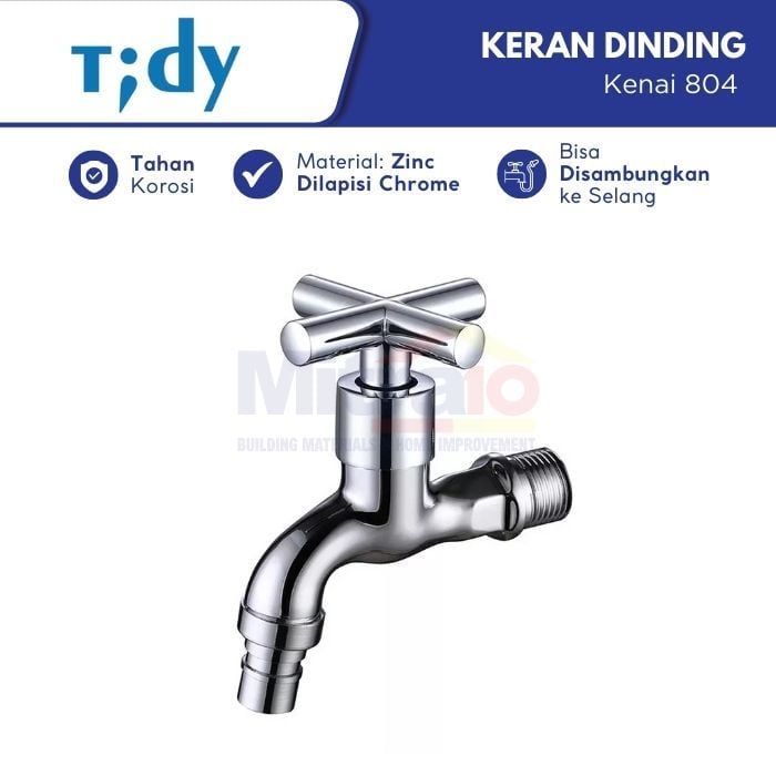 Tidy Kran Dinding Dengan Drat Stainless Kenai 804 Zinc Chrome visual 2