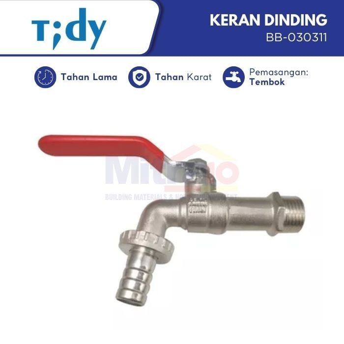 Tidy Kran Dinding Kuningan Dengan Drat BB-030311 visual 2