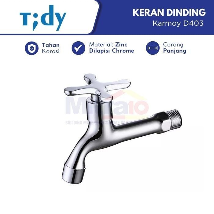 Tidy Kran Dinding Leher Panjang Stainless Karmoy D403 Zinc Chrome visual 2