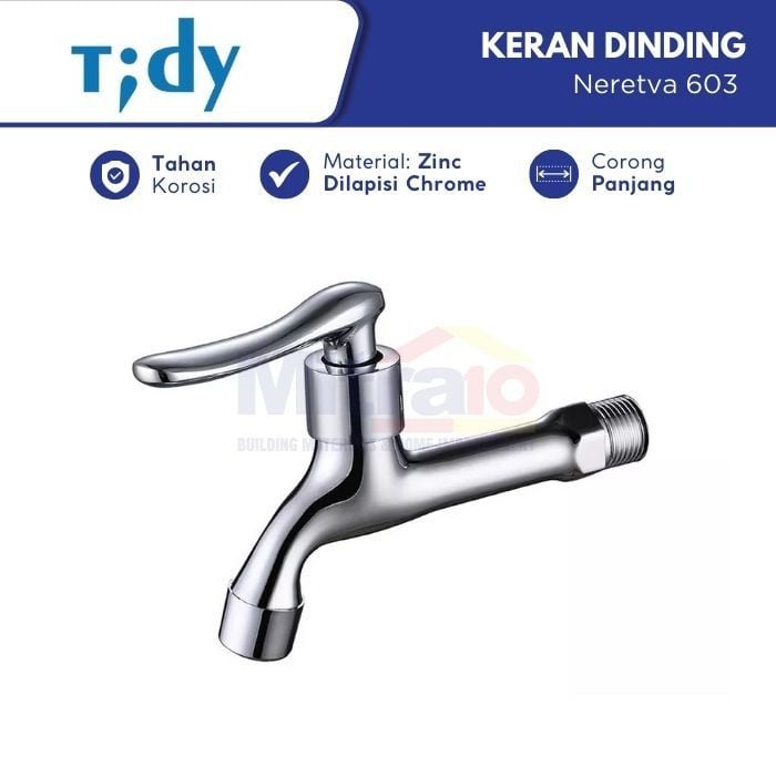 Tidy Kran Dinding Leher Panjang Stainless Neretva 603 1/2 inch Zinc Chrome visual 2