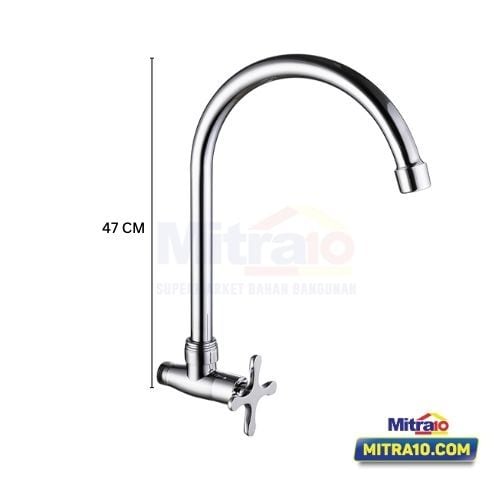 Tidy Kran Dinding Wastafel Cuci Piring Dapur Karmoy D408 Chrome visual 2