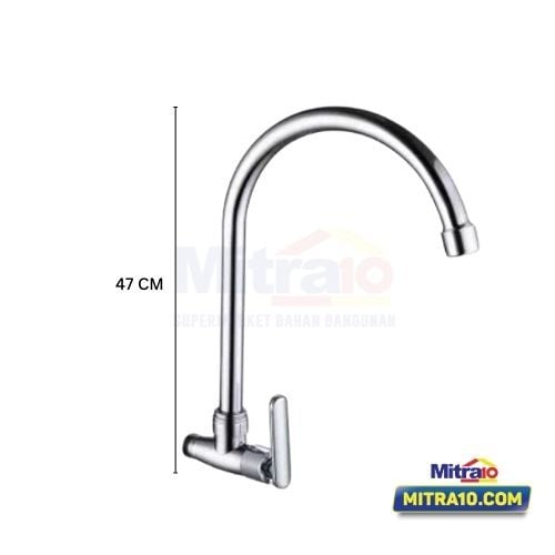 Tidy Kran Dinding Wastafel Cuci Piring Dapur Rhine 508 1/2 inch Zinc Chrome visual 2