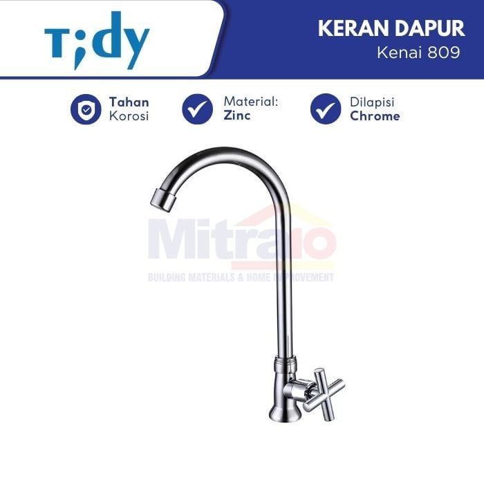 Tidy Kran Wastafel Cuci Piring Dapur Kenai 809 1/2 inch Brass Chrome visual 2