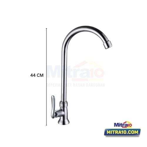 Tidy Kran Wastafel Cuci Piring Dapur Neretva 609 1/2 inch Brass Chrome visual 2