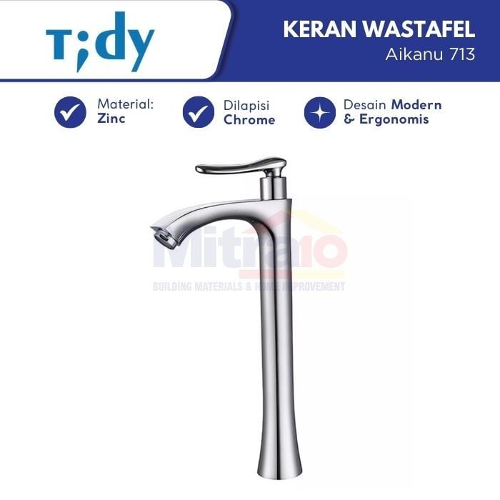 Tidy Kran Wastafel Leher Panjang Kuningan Aikanu 713 1/2 Inc Zinc Chrome visual 2