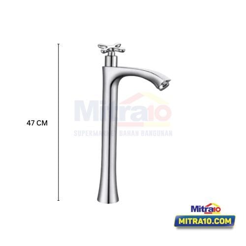 Tidy Kran Wastafel Leher Panjang Kuningan Karmoy D413 Zinc Chrome visual 2
