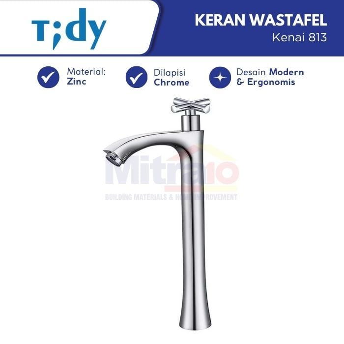 Tidy Kran Wastafel Leher Panjang Kuningan Kenai 813 1/2 inch Zinc Chrome visual 2