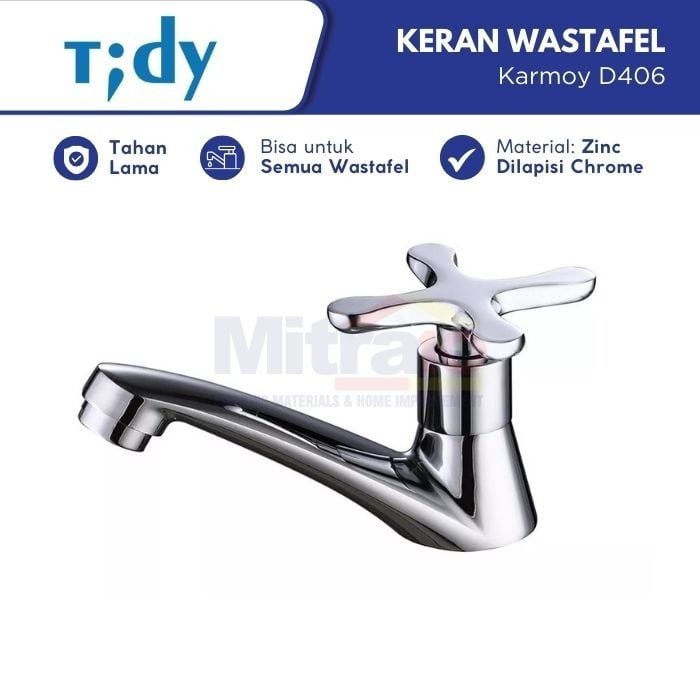 Tidy Kran Wastafel Stainless Karmoy D406 Chrome visual 2