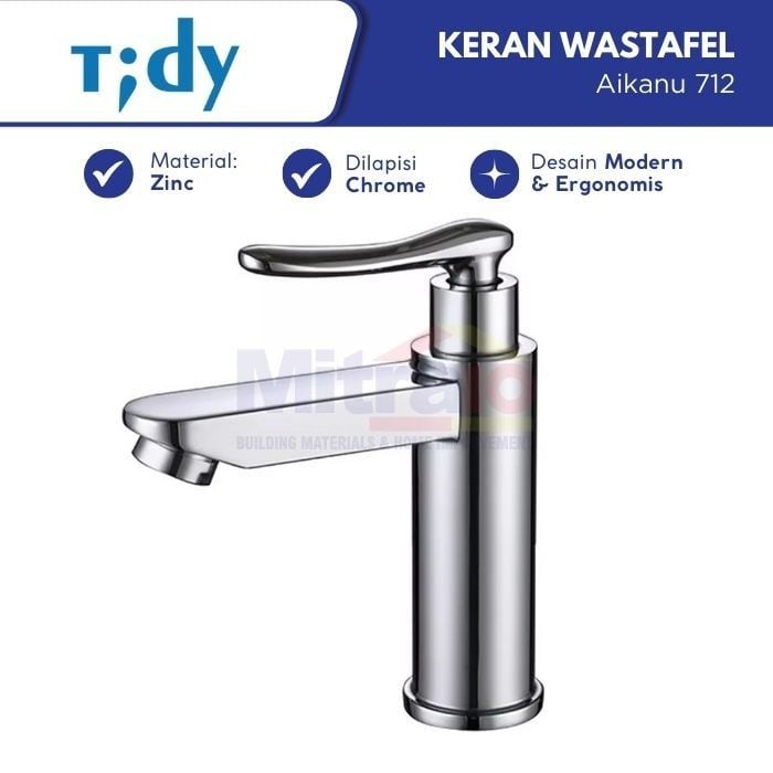 Tidy Kran Wastafel Stainless Sedang Aikanu 712 Zink Chrome visual 2