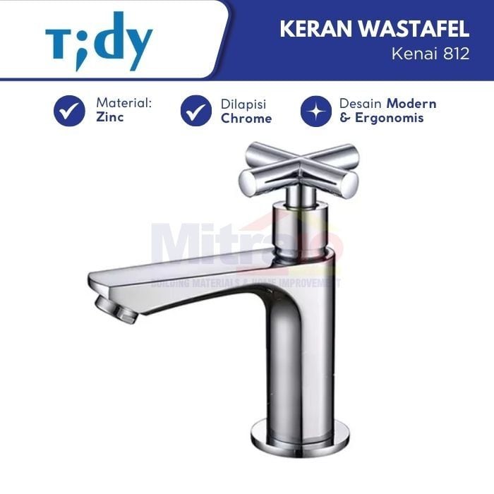 Tidy Kran Wastafel Stainless Sedang Kenai 812 1/2 inch Zinc Chrome visual 2