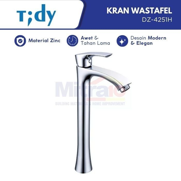 Tidy Kran Wastafel Tinggi Stainless DZ-4251H Zinc Chrome visual 2