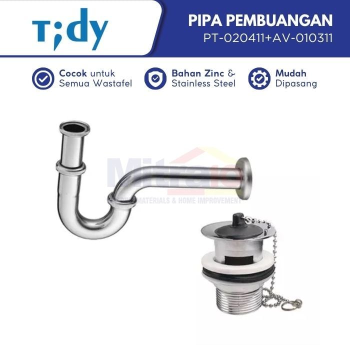 Tidy P-Trap Pipa Pembuangan Wastafel Dengan Afur PT-020411+AV-010311 visual 2