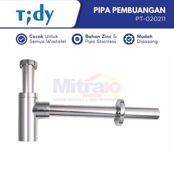 Tidy P-Trap Stainless Pipa Pembuangan Wastafel PT-020211 11/4 Inch visual 2