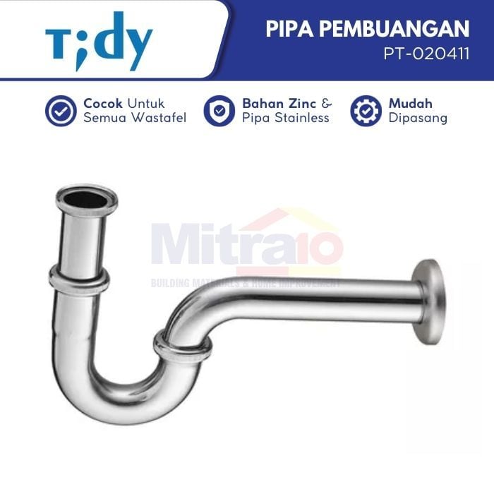 Tidy P-Trap Stainless Pipa Pembuangan Wastafel PT-020411 11/4 Inch visual 2