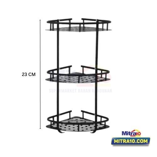 Tidy Rack Peralatan Mandi 3 Susun XBT-0809-3 22x16 x 23 cm Hitam visual 2