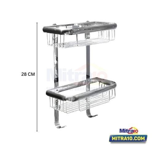 Tidy Rak Sabun Kamar Mandi 2 Susun XBT-0739 26x18 x 30 cm Silver visual 2