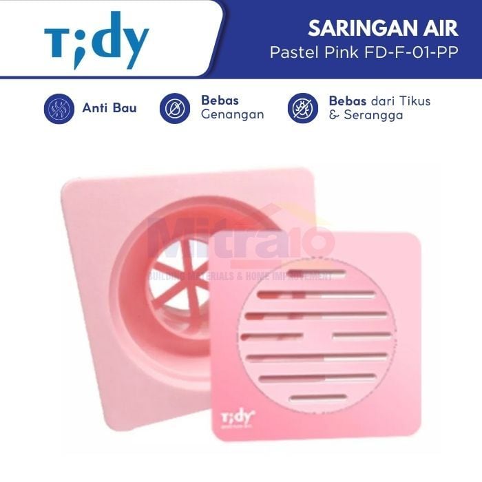 Tidy Saringan Air Kamar Mandi FD-F-01-PP 11 × 11 cm Pink visual 2