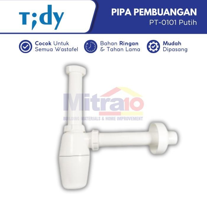 Tidy Sifon Pipa Pembuangan Wastafel PT-0101 Putih visual 2