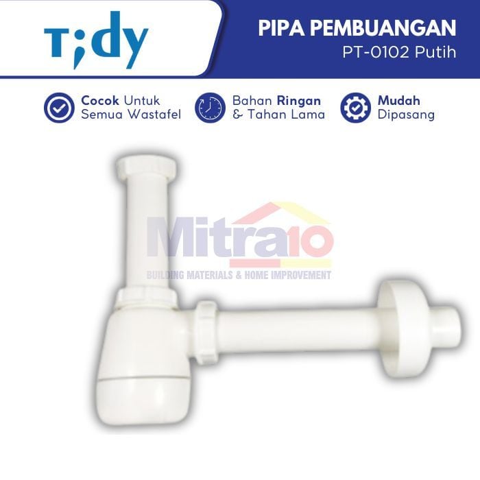 Tidy Sifon Pipa Pembuangan Wastafel PT-0102 Putih visual 2