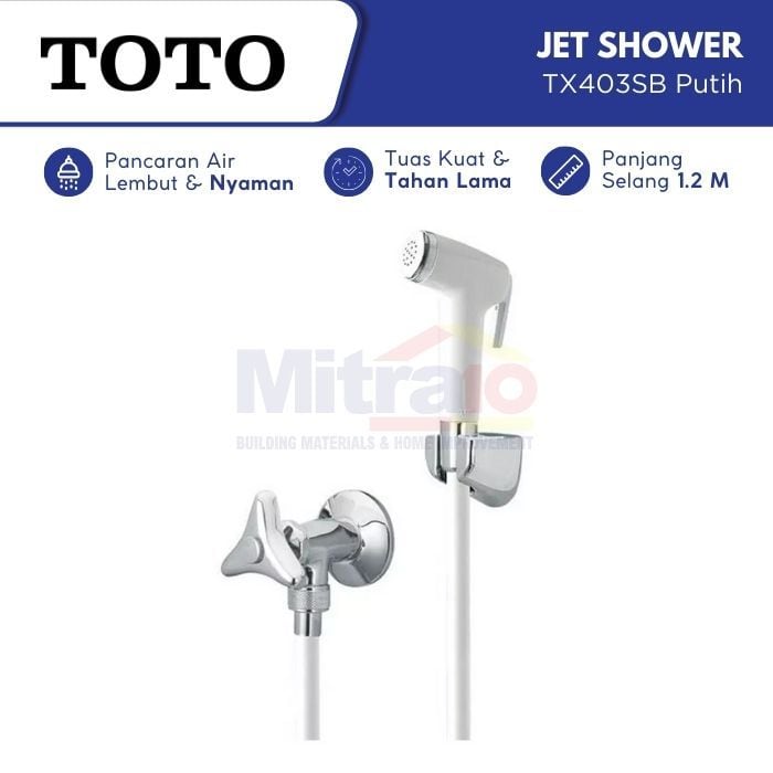 Toto Jet Shower Kloset + Stop Kran Stainless TX403SB Putih visual 2
