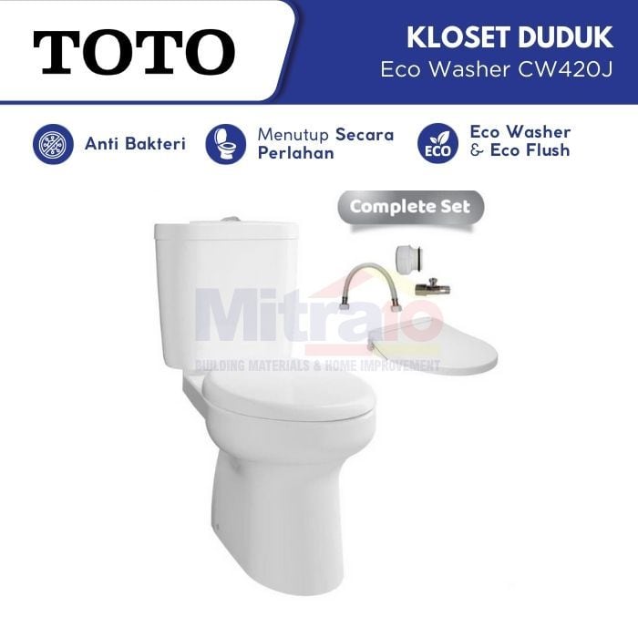 Toto Kloset Duduk Dua Bagian CW420J/SW420JP+TCW07S Putih (Set) visual 2