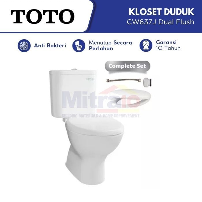 Toto Kloset Duduk Dua Bagian CW637J/SW637JP+TC505S Putih (Set) visual 2