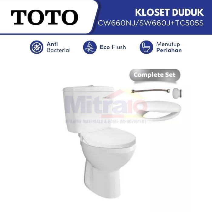Toto Kloset Duduk Dua Bagian CW660NJ/SW660J+TC505S Putih visual 2