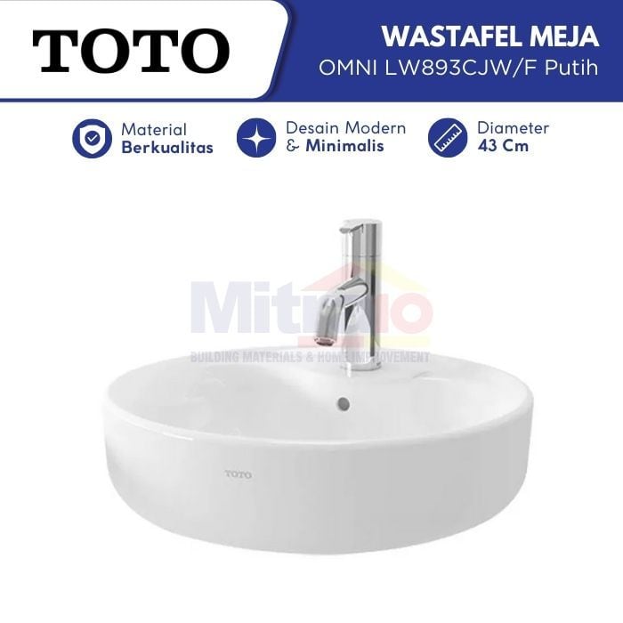 Toto Wastafel Meja Omni LW893CJW/F Putih visual 2