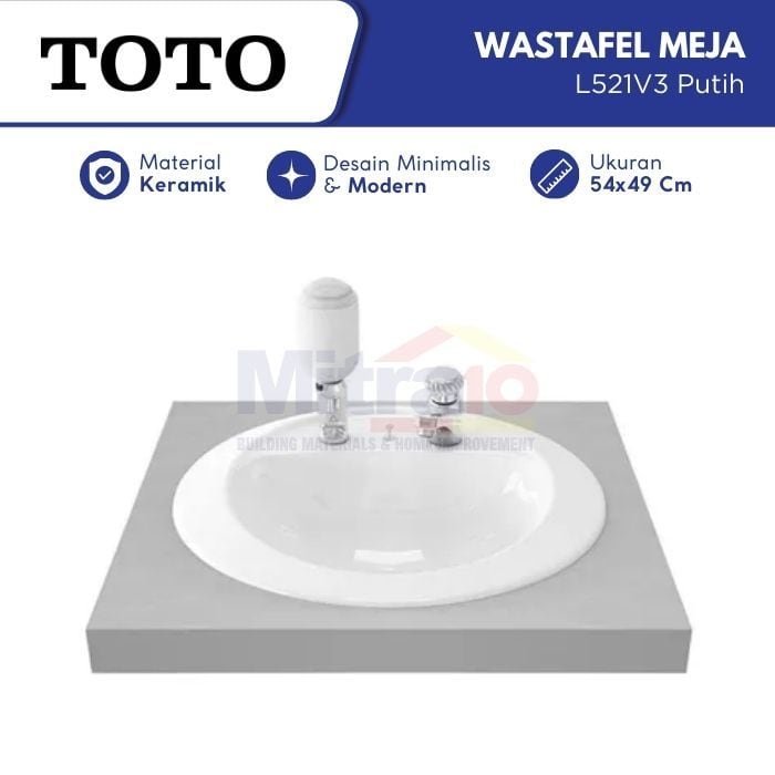 Toto Wastafel Meja Tanam L521V3 Putih visual 2