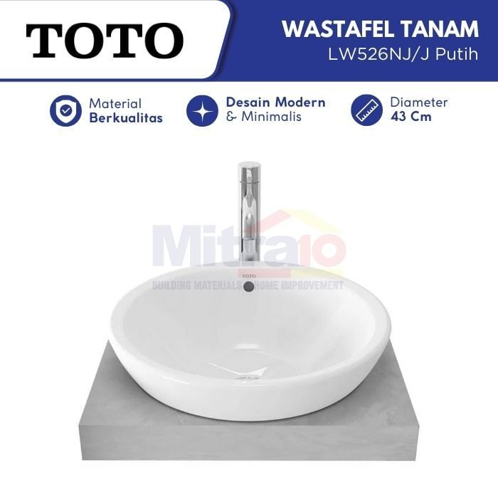 Toto Wastafel Semi Tanam LW526NJ/J Putih visual 2
