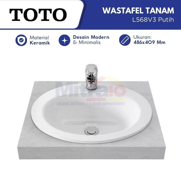 Toto Wastafel Tanam Meja L568V3 Putih visual 2