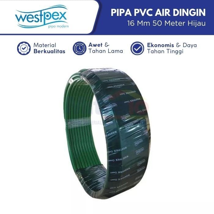 Westpex Pipa Pvc Air Dingin 16 mm 50 m Hijau visual 2