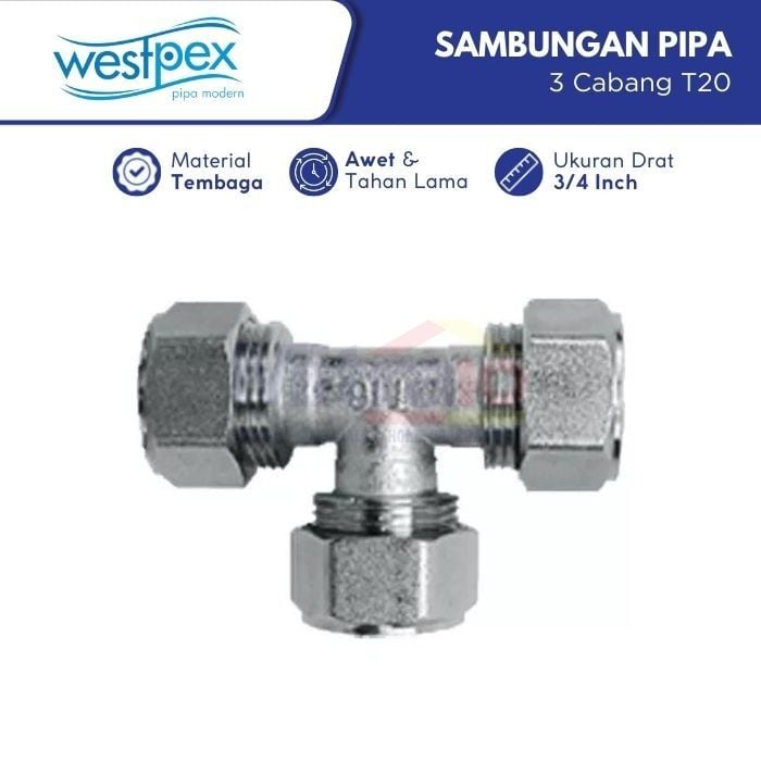 Westpex Sambungan Pipa 3 Cabang T20 3/4 Inch visual 2