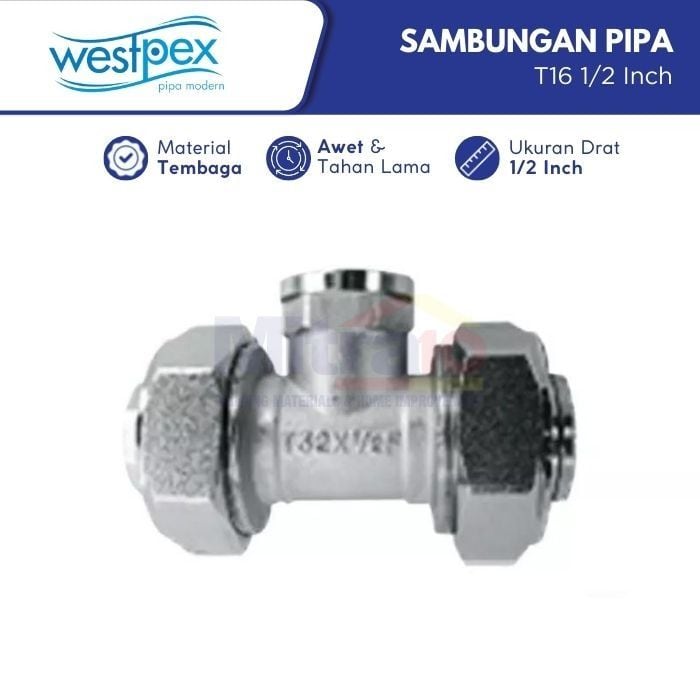 Westpex Sambungan Pipa Female Tee Air Panas Dan Dingin T16 1/2 Inch visual 2