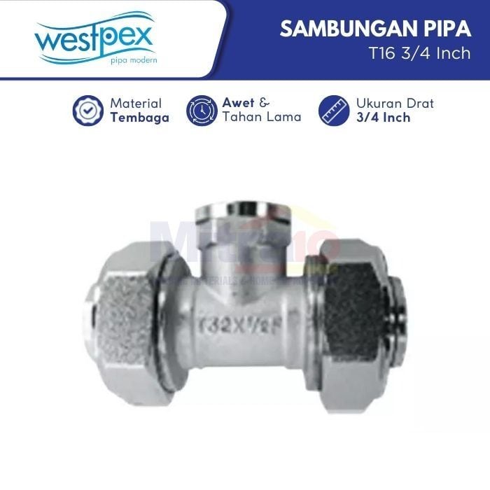 Westpex Sambungan Pipa Female Tee Air Panas Dan Dingin T16 3/4 Inch visual 2