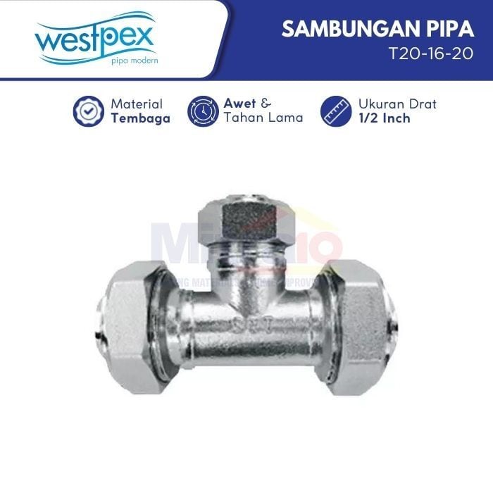 Westpex Sambungan Pipa Reducing Tee T20-16-20 3/4 Inch Dan 1/2 Inch visual 2