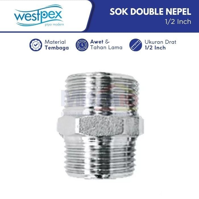 Westpex Sok Double Nepel Drat Luar Air Panas Dan Dingin 1/2 Inch visual 2