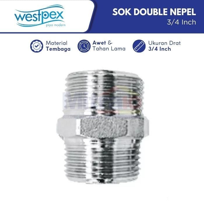 Westpex Sok Double Nepel Drat Luar Air Panas Dan Dingin 3/4 Inch visual 2