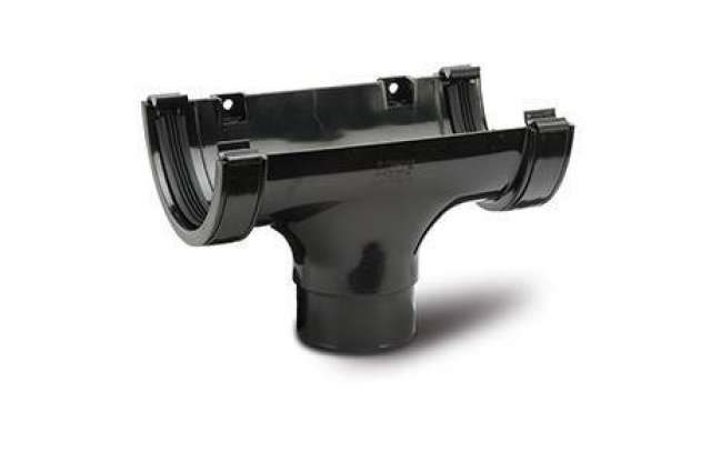 112mm Half Round Gutter Running Outlet Black