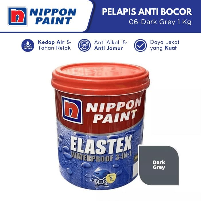 Nippon Elastex Cat Lapisan Anti Bocor 06-Dark Grey 1 Kg