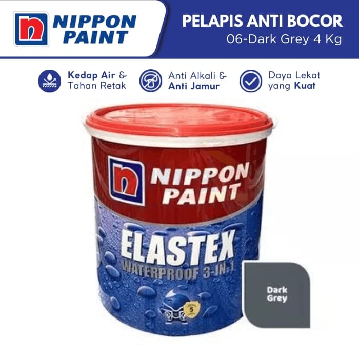 Nippon Elastex Cat Lapisan Anti Bocor 06-dark Grey 4 Kg