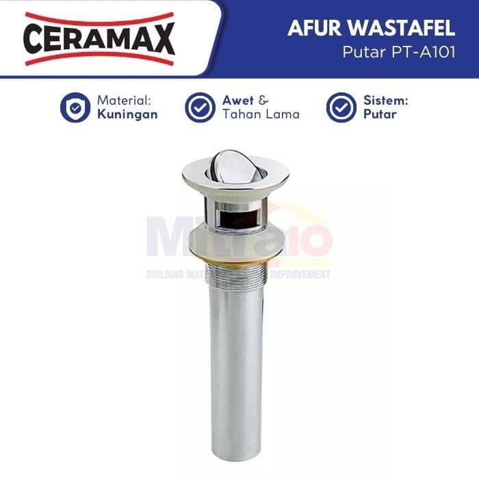 Ceramax Afur Lubang Pembuangan Wastafel Putar PT-A101