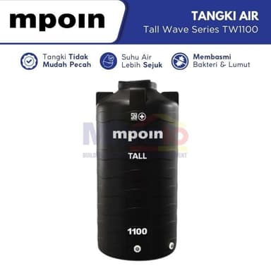 Mpoin Tangki Air Tall Wave Series TW1100 1100 L Hitam
