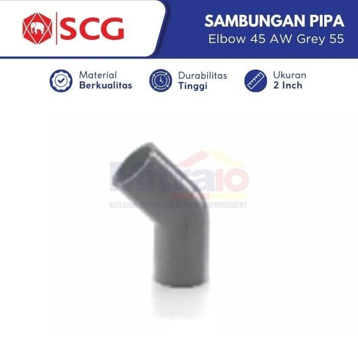 Scg Elbow Sambungan Pipa Pvc 45 Derajat Aw Grey 55 2 Inch