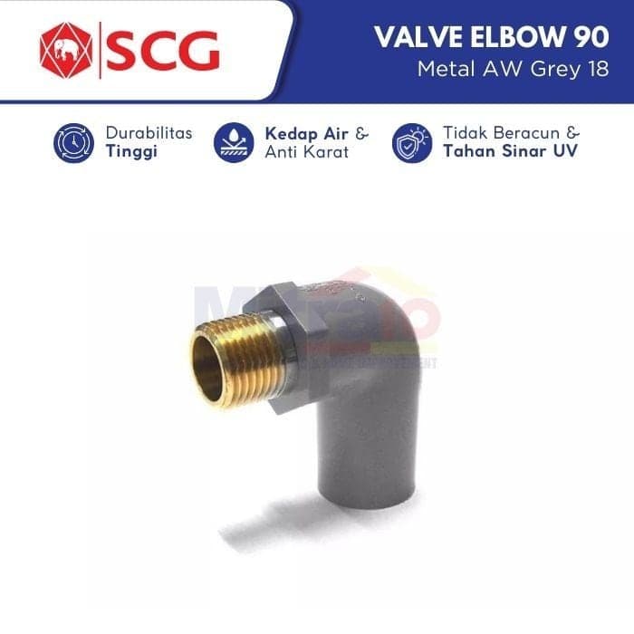 Scg Faucet Elbow Sambungan Pipa Pvc 90 Derajat Drat Luar Metal Aw Grey 18 1/2 Inch
